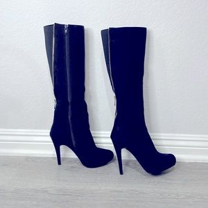 Aldo black boots with gold zipper design